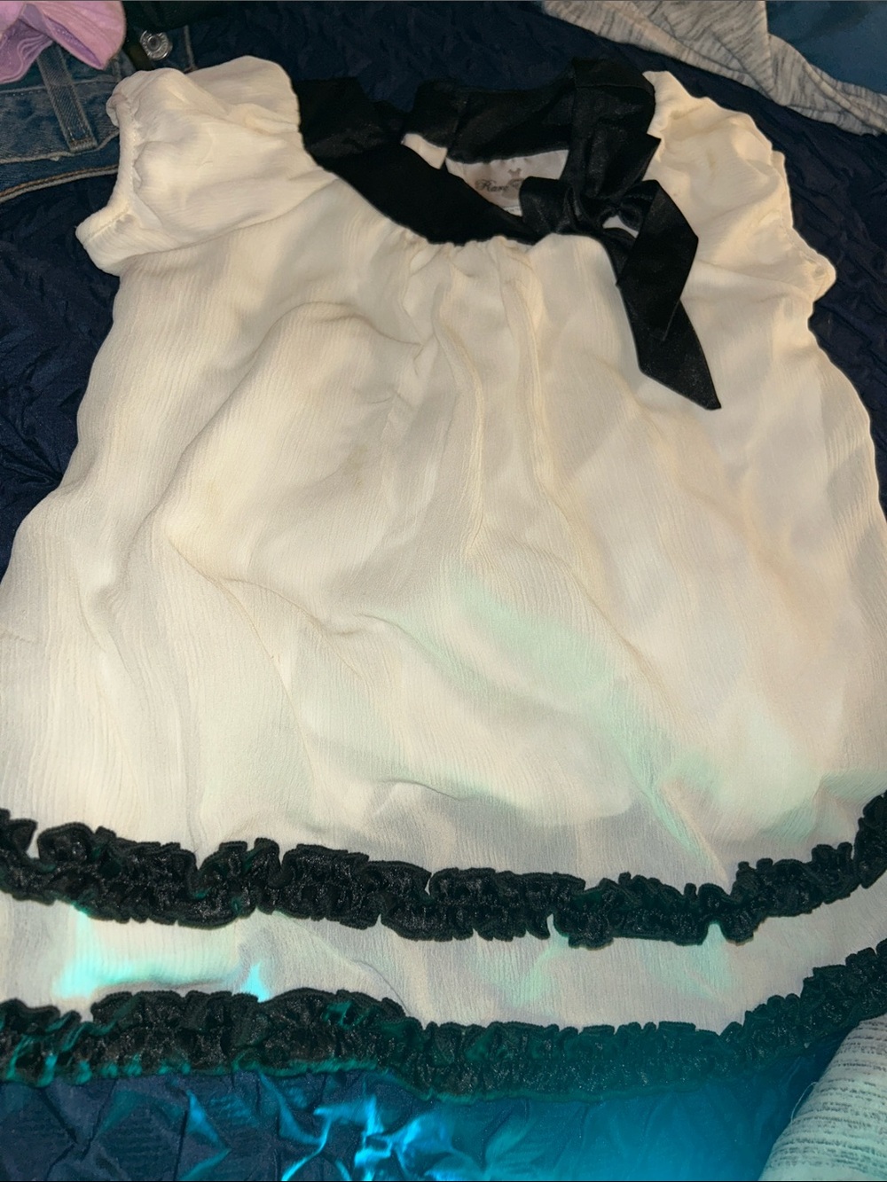 Kids 3t Rare Editions White Blouse with Black Trim never worn